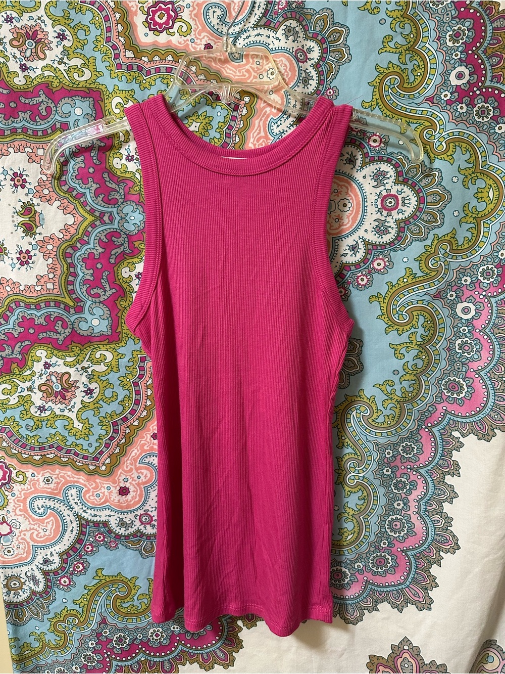 Bozzolo Hot Pink Ribbed Tank Top